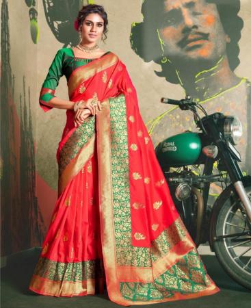 Picture of Exquisite Red Silk Saree