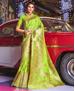 Picture of Lovely Parrot Green Silk Saree