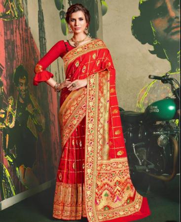 Picture of Amazing Red Silk Saree