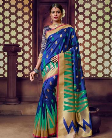 Picture of Shapely Royal Blue Silk Saree