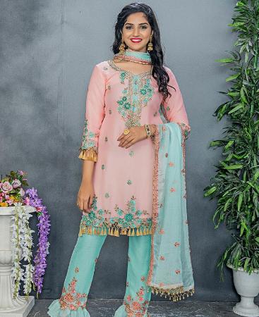 Picture of Statuesque Light Pink Straight Cut Salwar Kameez