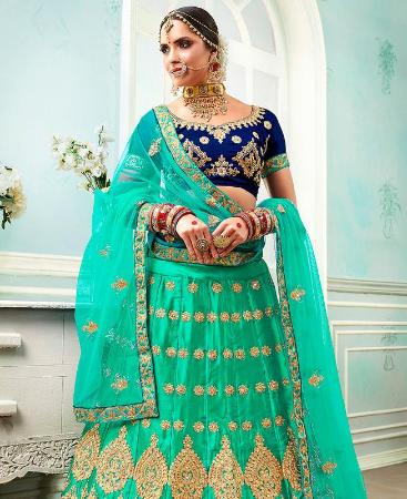 Picture of Well Formed Sea Green Lehenga Choli