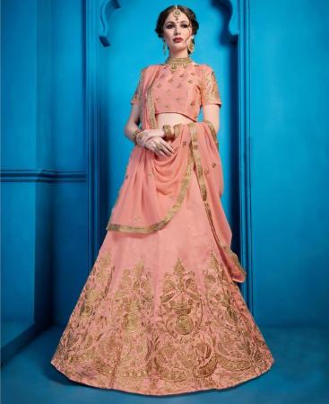 Picture of Elegant Dusty Peach Lehenga Choli