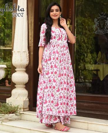 Picture of Magnificent White And Pink Kurtis & Tunic