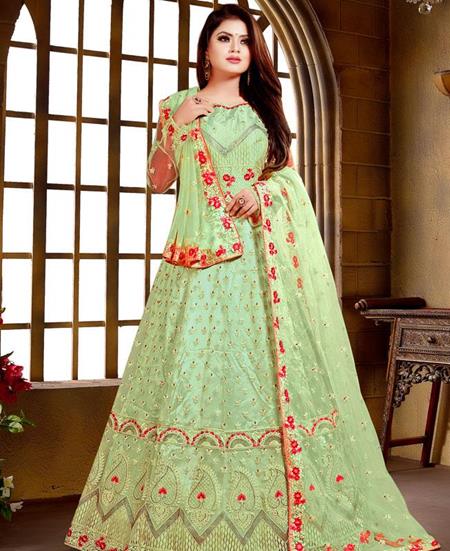 Picture of Good Looking Green Anarkali Salwar Kameez