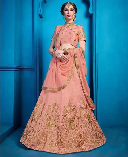 Picture of Elegant Dusty Peach Lehenga Choli