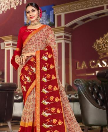 Picture of Pleasing Red & Multi Casual Saree