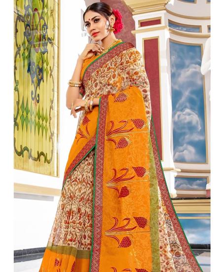 Picture of Beauteous Beige & Yellow Casual Saree