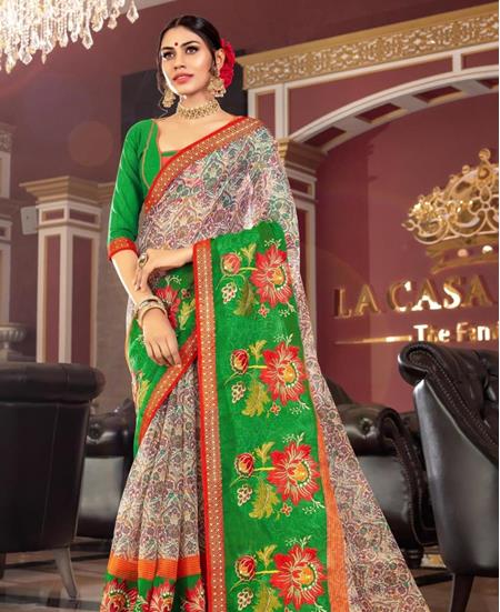 Picture of Enticing Multi & Green Casual Saree