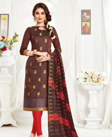 Picture of Lovely Brown Straight Cut Salwar Kameez