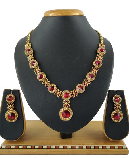 Picture of Beautiful Maroon Necklace Set