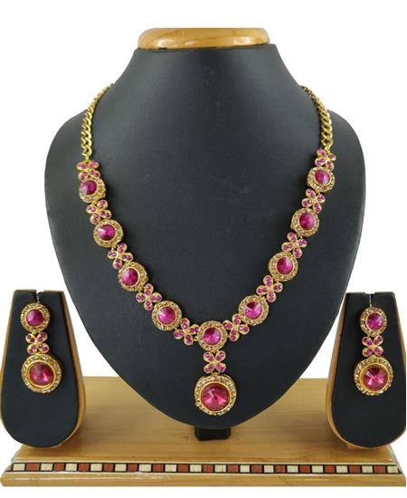 Picture of Bewitching Rani Pink Necklace Set