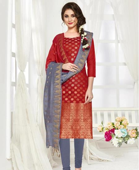 Picture of Grand Red Straight Cut Salwar Kameez