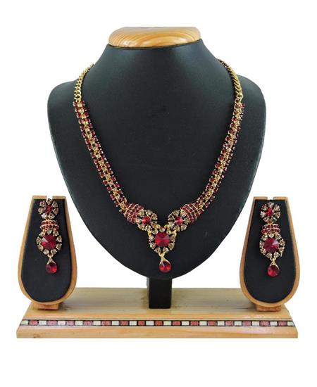 Picture of Shapely Maroon Necklace Set