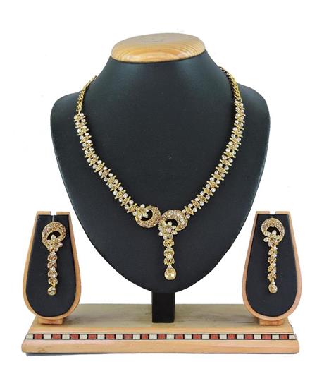 Picture of Exquisite Gold+white Necklace Set