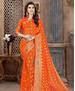 Picture of Alluring Bright Orange Silk Saree