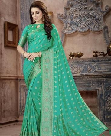 Picture of Magnificent Green Silk Saree