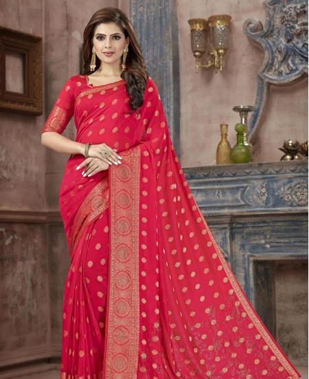 Picture of Alluring Rani Pink Silk Saree