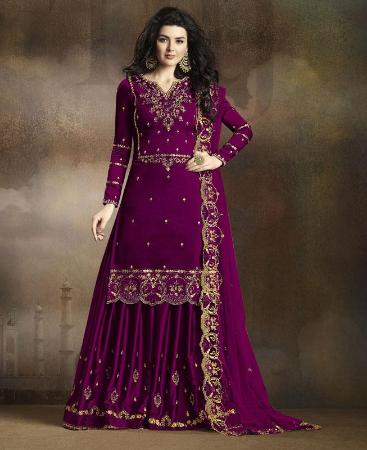 Picture of Charming Purple Straight Cut Salwar Kameez