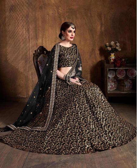 Picture of Marvelous Black Lehenga Choli