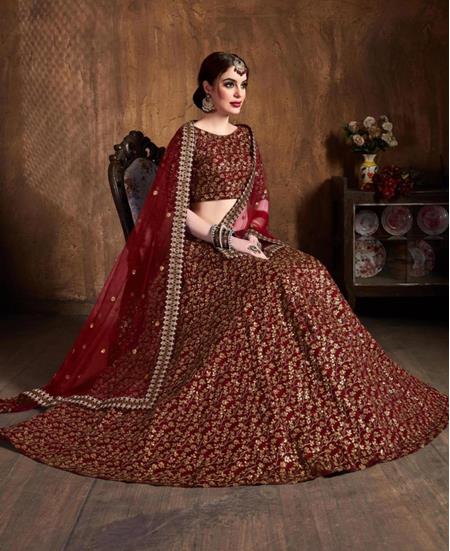 Picture of Superb Maroon Lehenga Choli