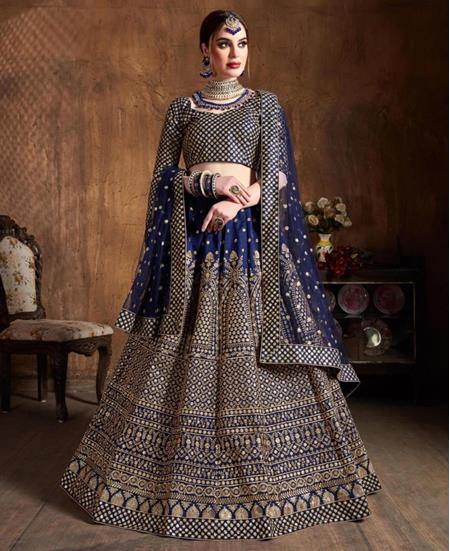 Picture of Ideal Navy Blue Lehenga Choli