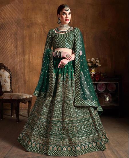 Picture of Fine Dark Green Lehenga Choli