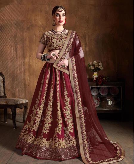 Picture of Fine Maroon Lehenga Choli