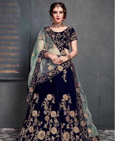 Picture of Fascinating Navy Blue Lehenga Choli