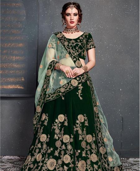 Picture of Taking Dark Green Lehenga Choli