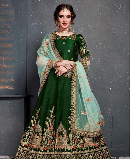 Picture of Marvelous Dark Green Lehenga Choli