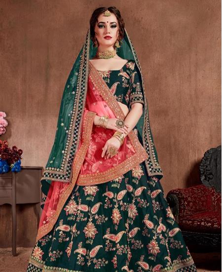 Picture of Statuesque Pine Green Lehenga Choli