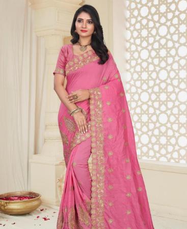 Picture of Pretty Pink Silk Saree