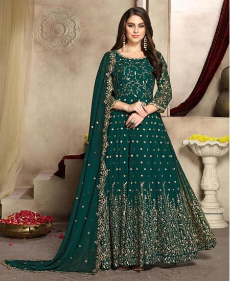 Picture of Bewitching Teal Green Anarkali Salwar Kameez