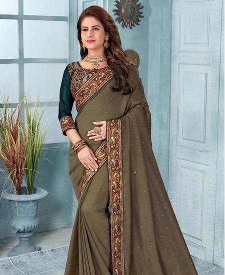 Picture of Taking Dusty Brown Silk Saree