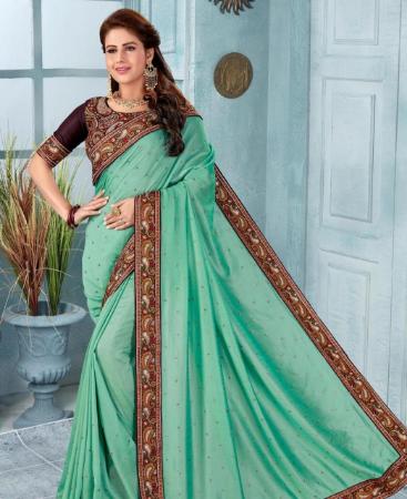 Picture of Beautiful Sea Green Silk Saree