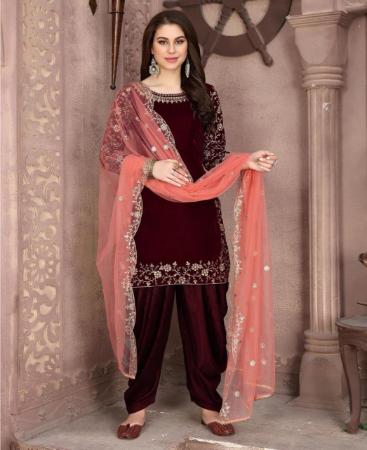 Picture of Ravishing Maroon Patiala Salwar Kameez