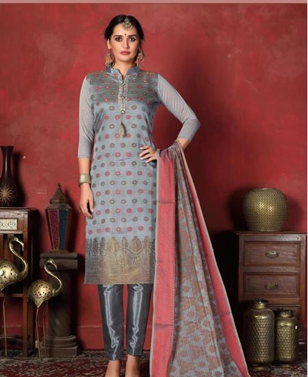 Picture of Grand Grey Straight Cut Salwar Kameez