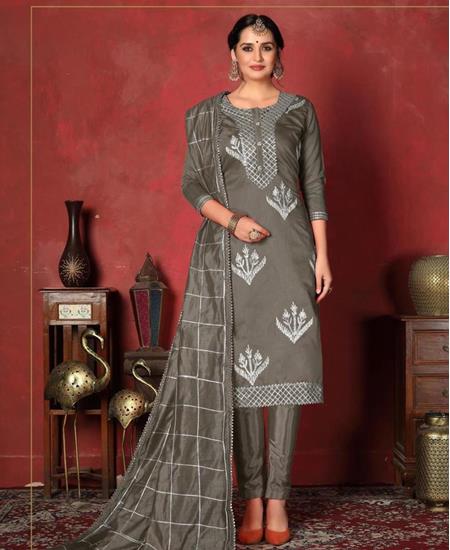 Picture of Nice Grey Straight Cut Salwar Kameez