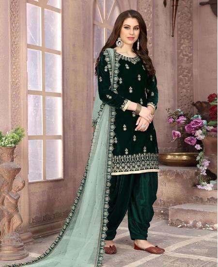 Picture of Taking Pine Green Patiala Salwar Kameez