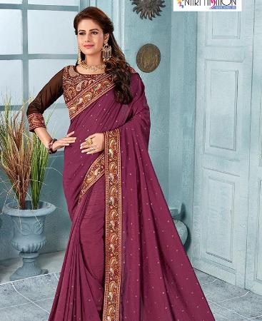 Picture of Stunning Dusty Wine Silk Saree