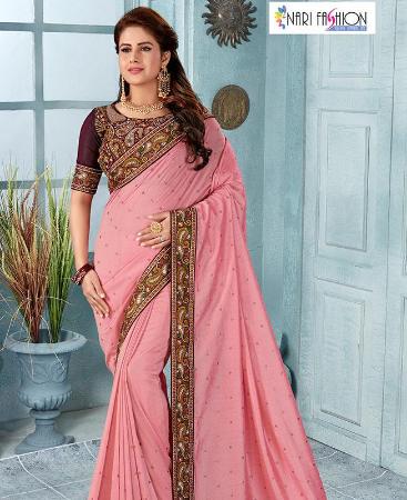 Picture of Statuesque Light Gajari Silk Saree