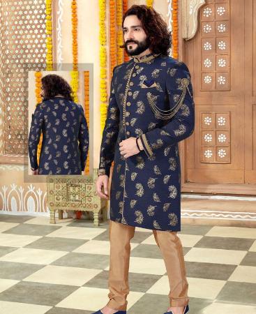 Picture of Pretty Navy Blue Sherwani