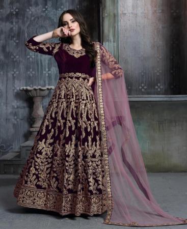 Picture of Fascinating Wine Party Wear Salwar Kameez