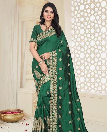 Picture of Shapely Green Silk Saree