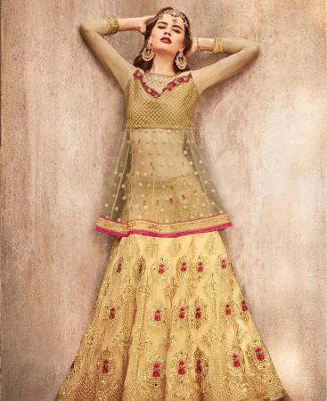 Picture of Sublime Golden With Pink Wedding Salwar Kameez