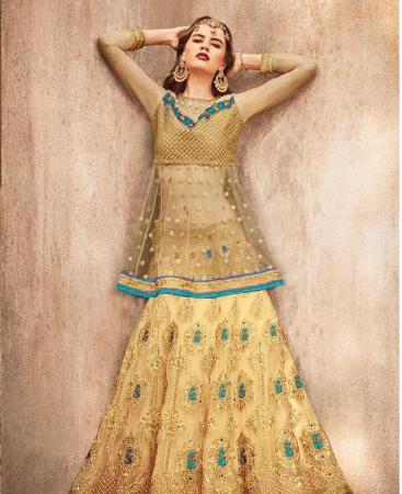 Picture of Magnificent Golden With Rama Wedding Salwar Kameez