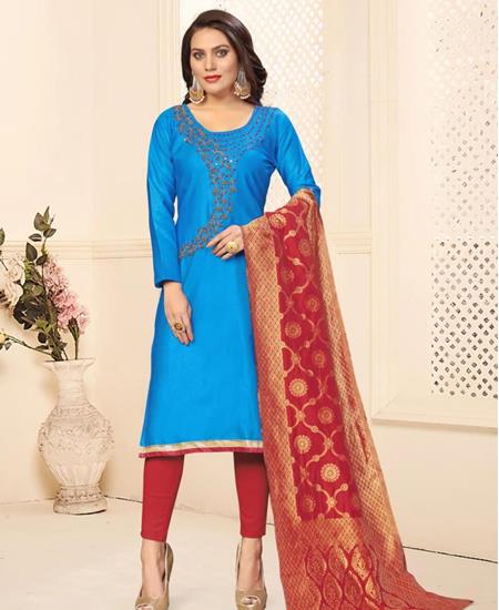 Picture of Admirable Blue Cotton Salwar Kameez