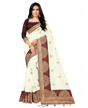 Picture of Exquisite Off-White Silk Saree