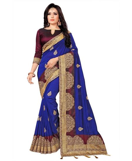 Picture of Sightly Royal Blue Silk Saree